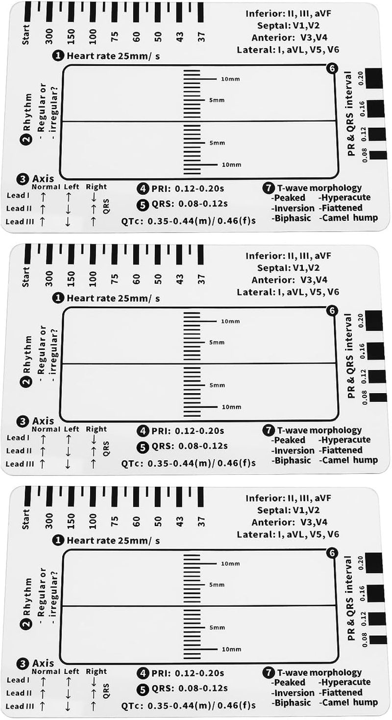 Briny River 3pcs ECG 7 Step Rulers Plastic Measuring Tool for ECG EKG Interpretation - Image 1